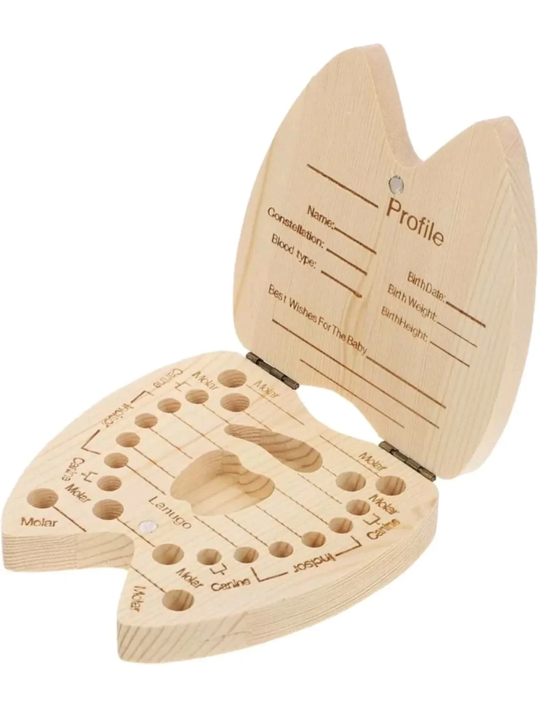 1 Pieza de madera Bebé Niños dientes caja de almacenamiento  3
