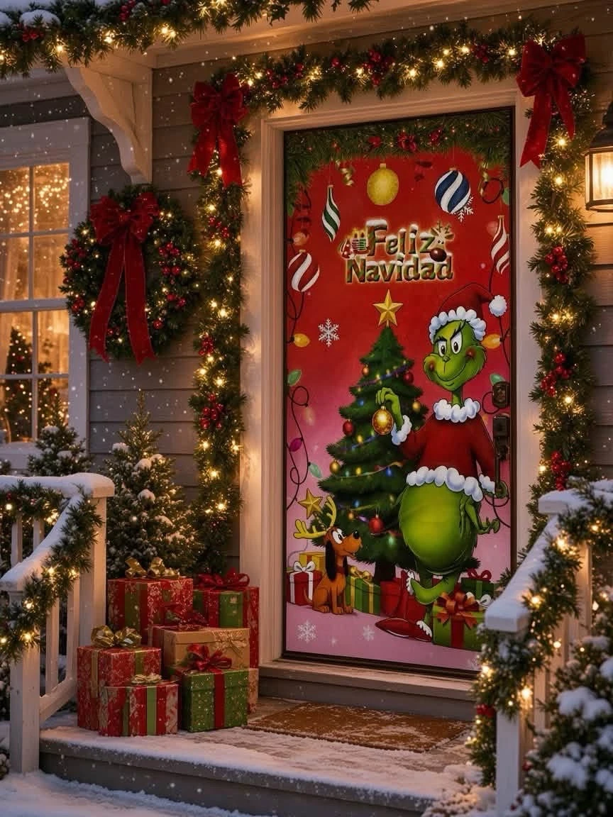 CUBRE PUERTAS GRINCH 2.1 metros x 1 metro 6