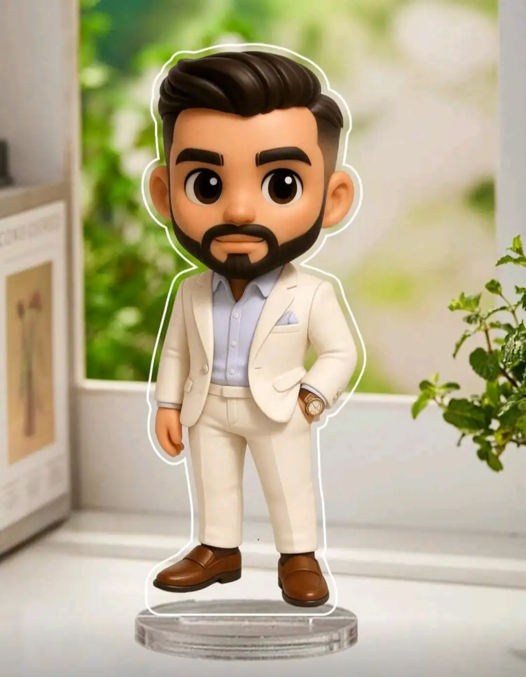Retrato de figura de acción personalizada, arte digital de retrato personalizado, placa acrílica de foto a dibujo animado personalizada, recuerdo de boda, recuerdo acrílico personalizado, regalo de aniversario, recuerdo perfecto para ocasiones especiales, soporte de foto personalizado, decoración de oficina, elegante para el hogar 3