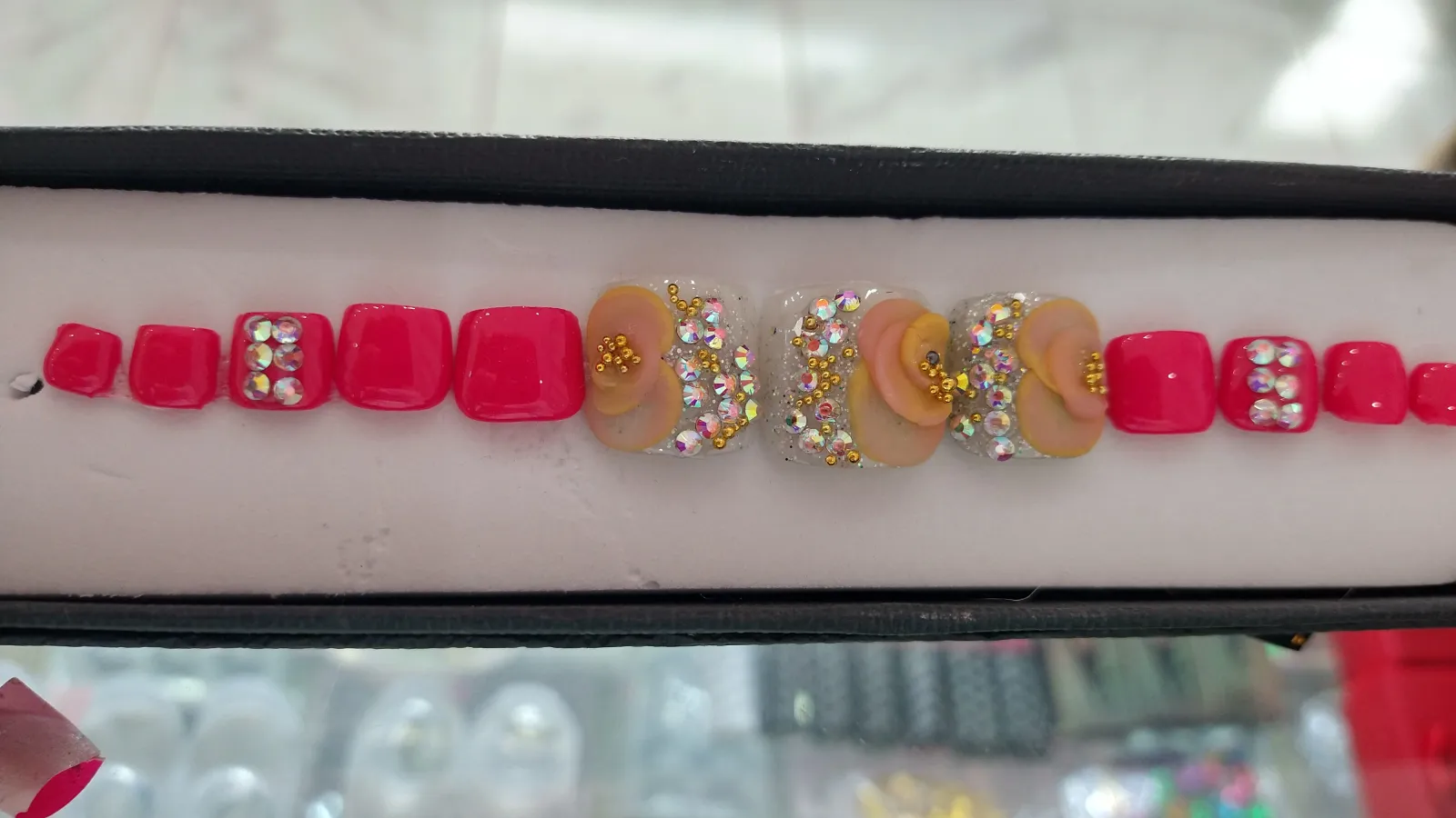 Uñas para pies rosa 3D