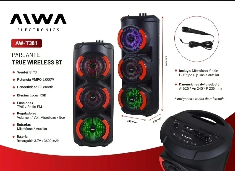 TORRE AIWA TRUE 7000W 8X3"