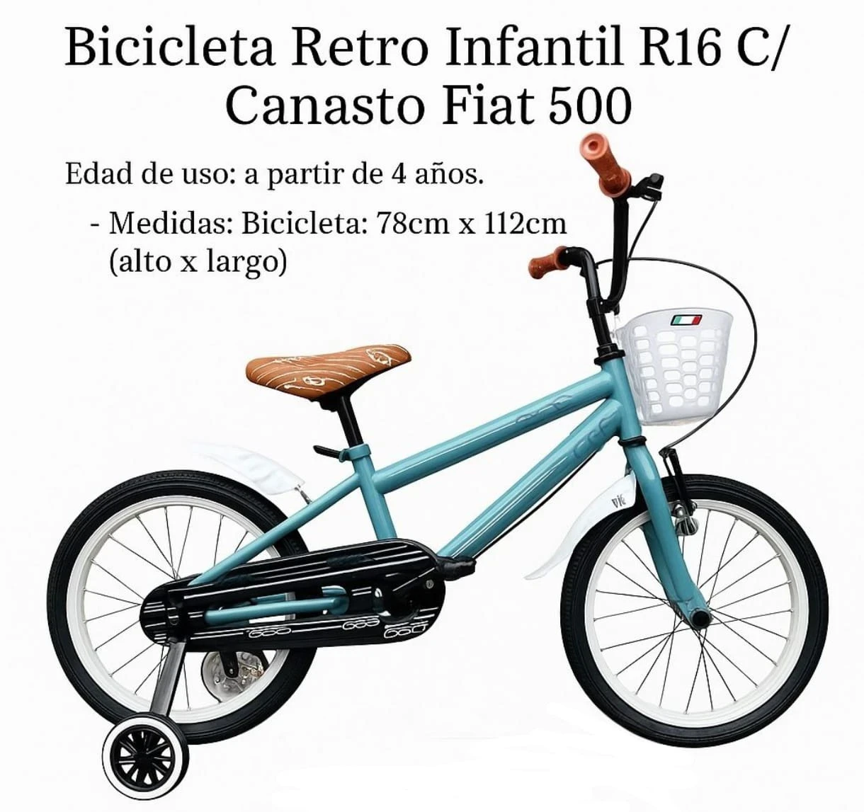 BICICLETA RD16 FIAT 500 URBANA CON RUEDITAS  3