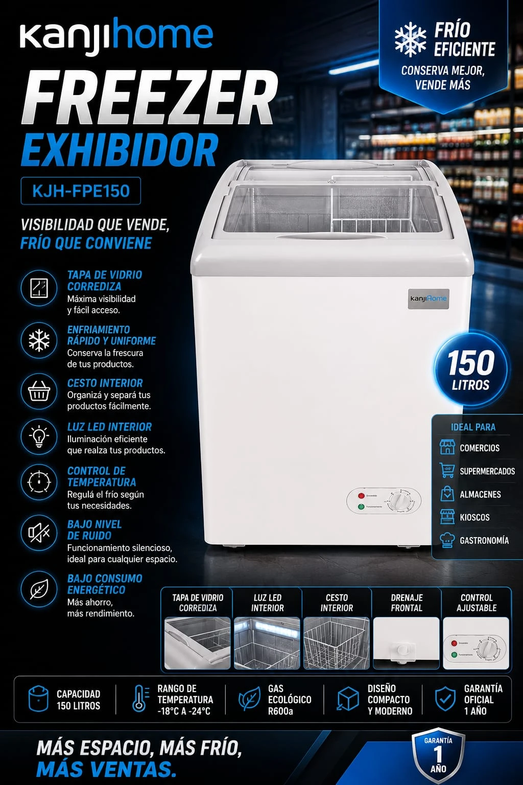 Freezer Exhibidor Kanjihome 150Lts  