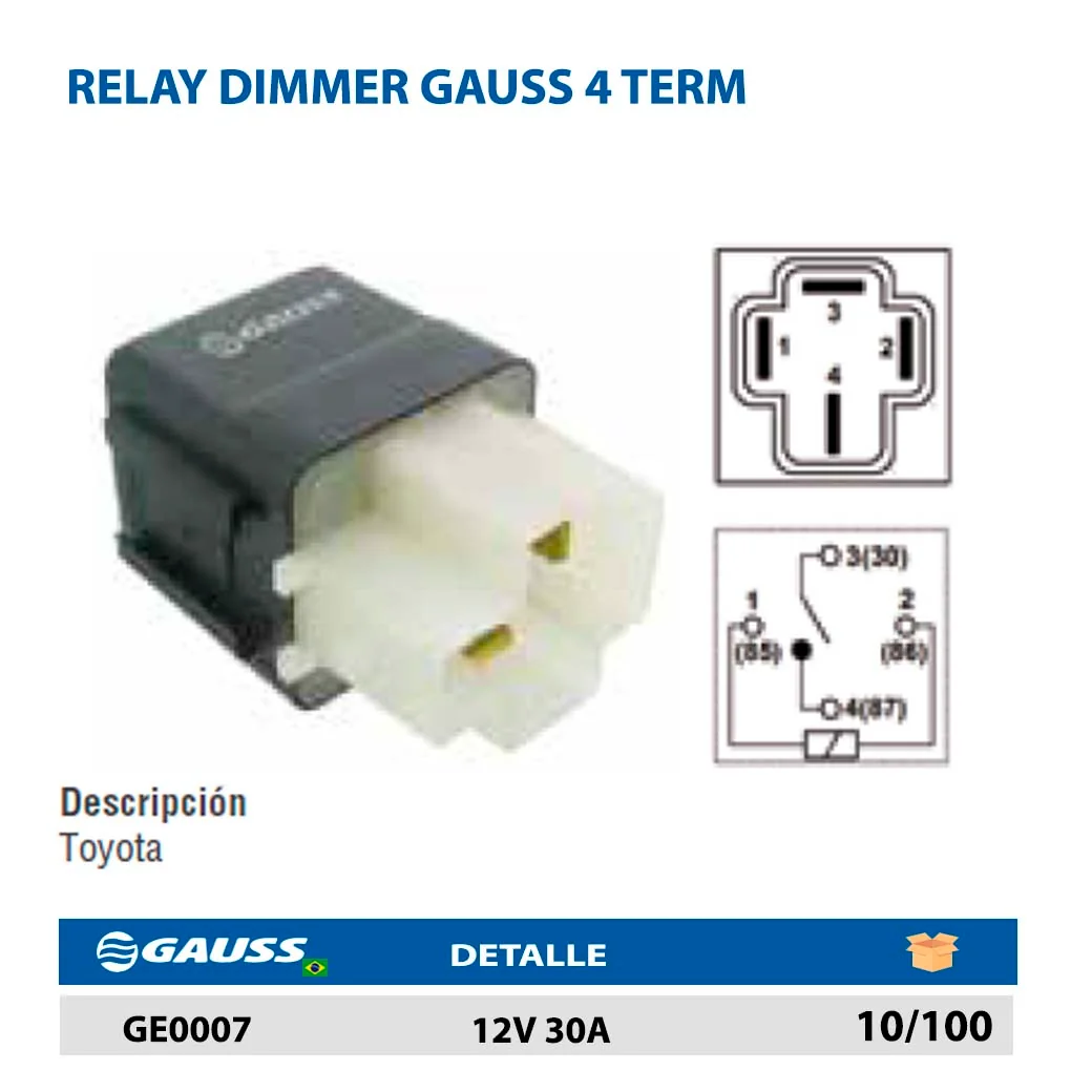 RELAY DIMMER GAUSS 4 TERM 12V 30A