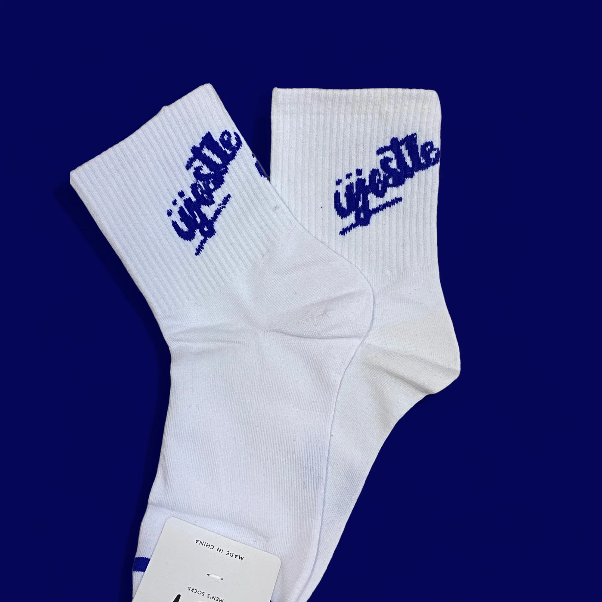 Medias Blanca Con azul