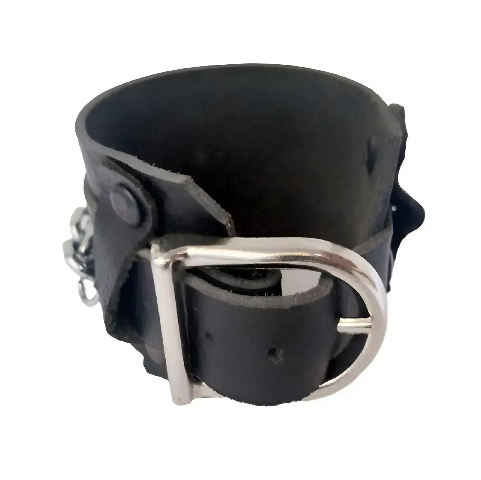 Muñequera Chain Style - Doble Cuero de Alta Resistencia  con Cadena Acero Inoxidable  - Tienda del Metal  4