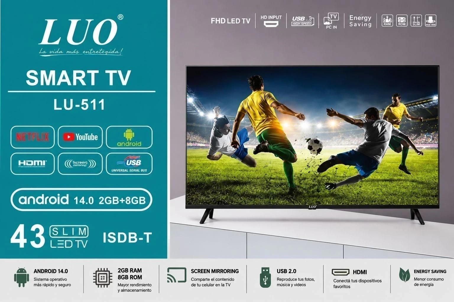  *SMART TV LUO 43" C/ANDROID * LINDO SMART, MEJOR ES EL PRECIO ‼️