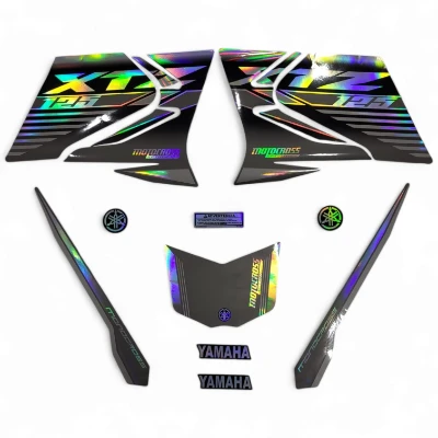 XTZ 125 Calcomanias 2024 Tornasol Negro lineas gris