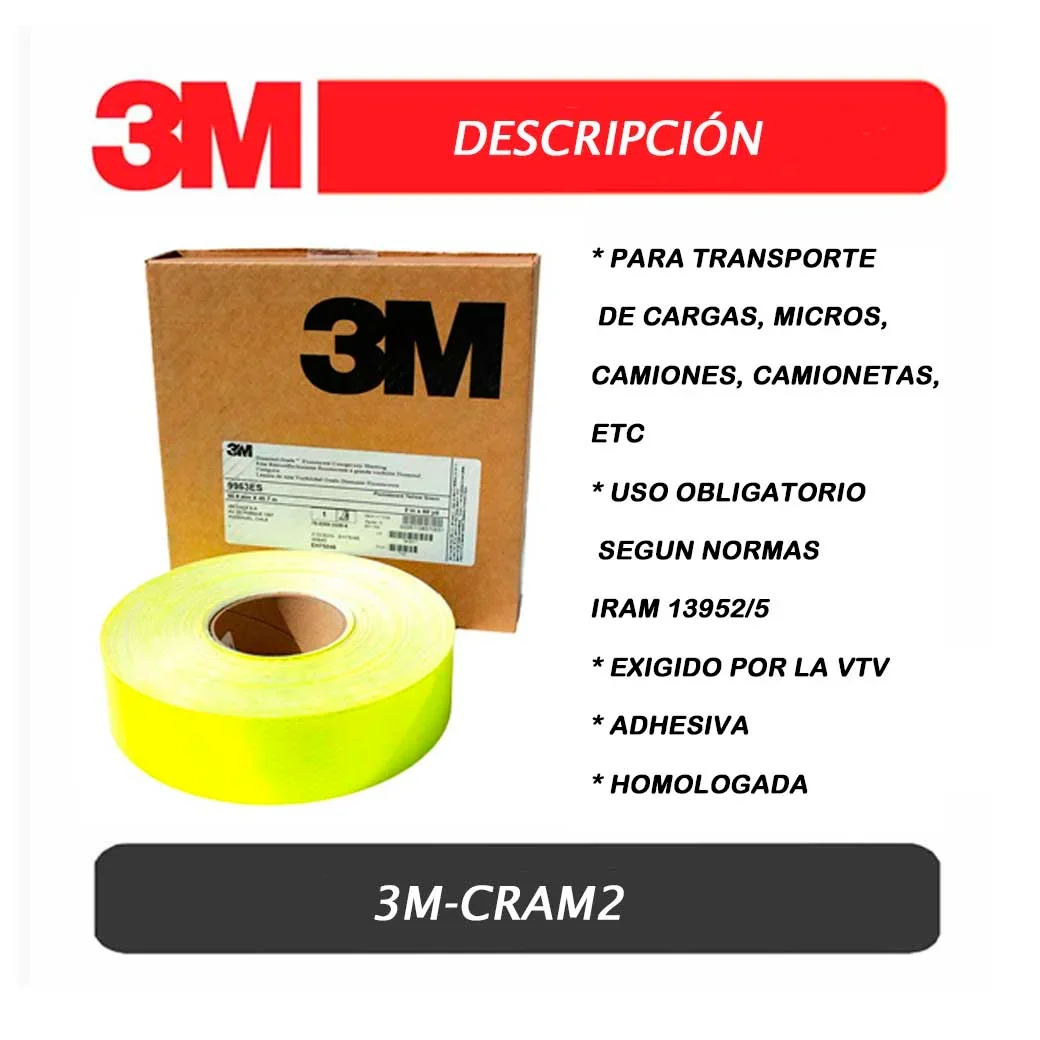 CINTA REFLECTIVA 3M (Rollo/50Yd) Amarillo 2"
