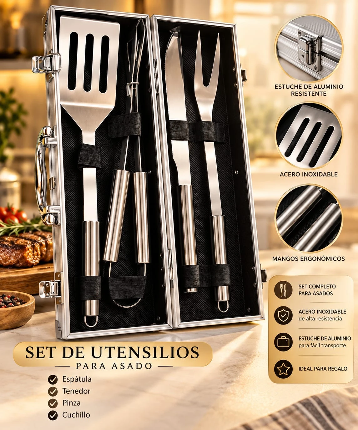 SET DE UTENSILIOS PARA ASADO