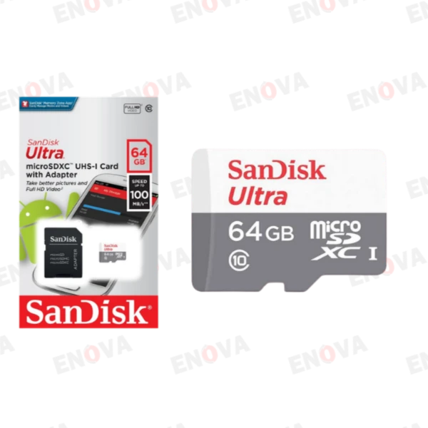 SanDisk Ultra – Tarjeta microSDXC 64GB Clase 10 con adaptado