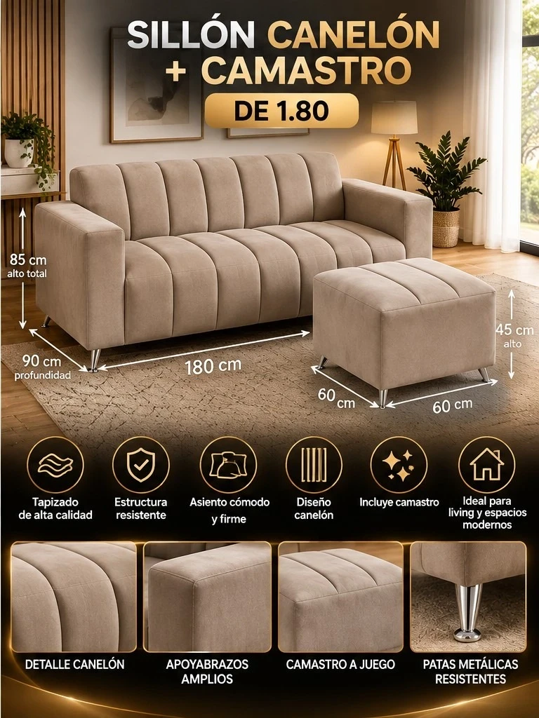 SILLÓN CANELÓN 1,80 M + CAMASTRO