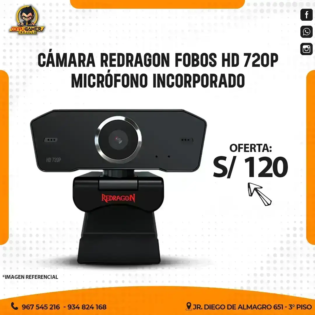 CÁMARA REDRAGON FOBOS GW600 HD 720P, CON MICRÓFONO INCORPORADO