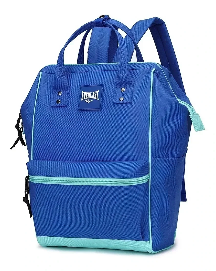 Mochila Cartera Dama Everlast Boca De Pez Urbana Anti Robo AZUL Y VERDE