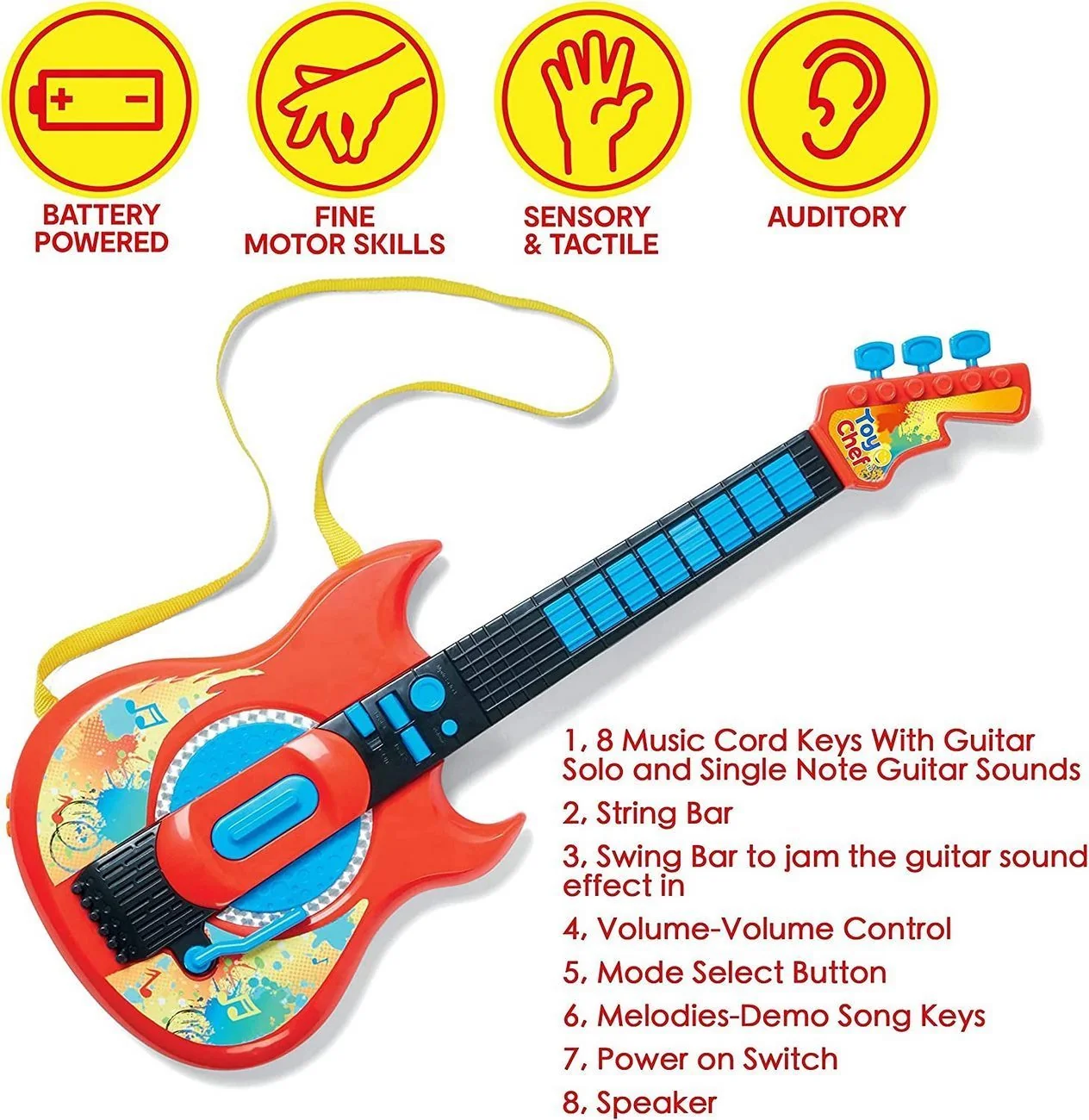 Guitarra Musical Sonidos Música Luces Juguete  3