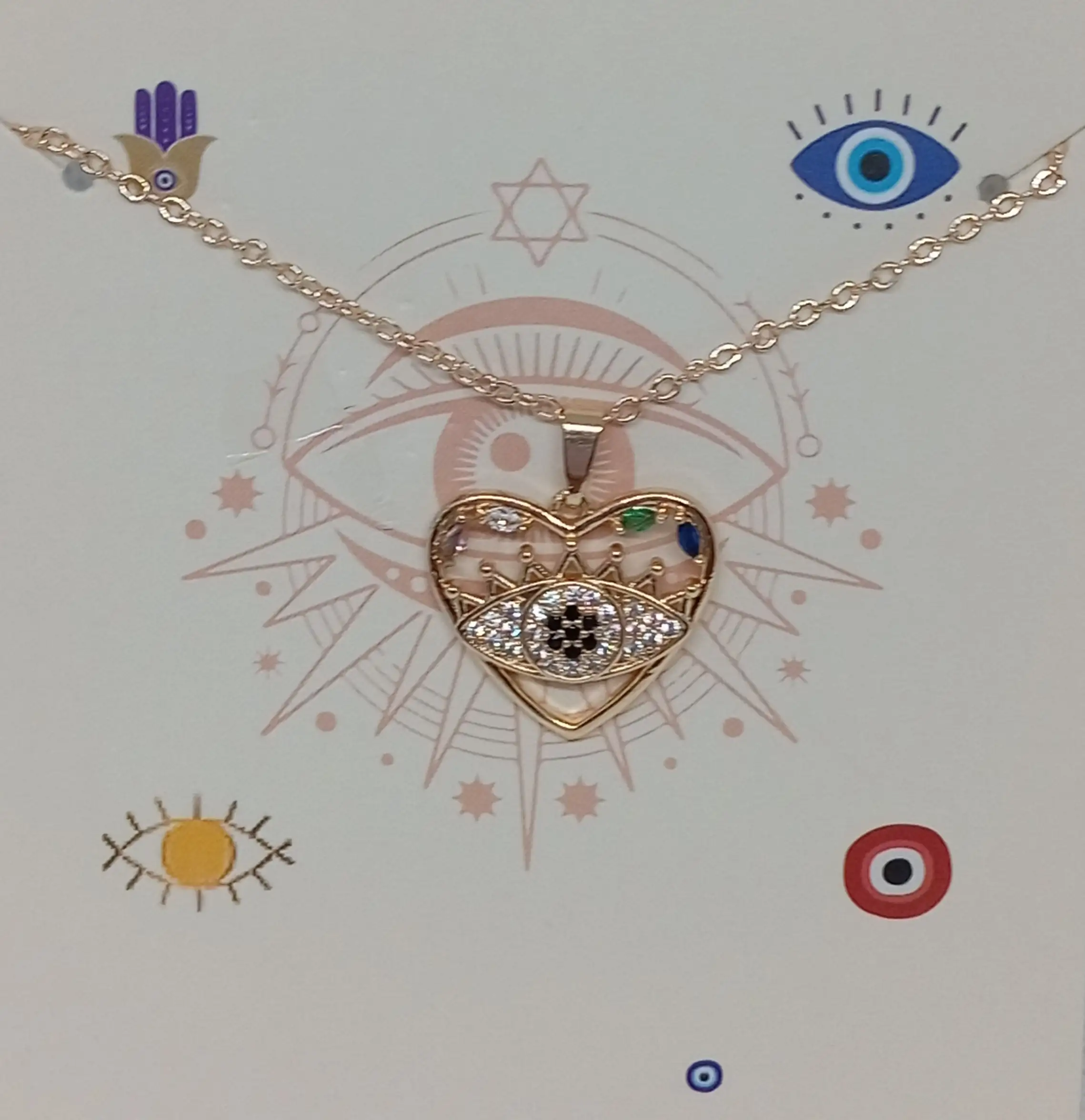 Collar de ojo turco en corazón 