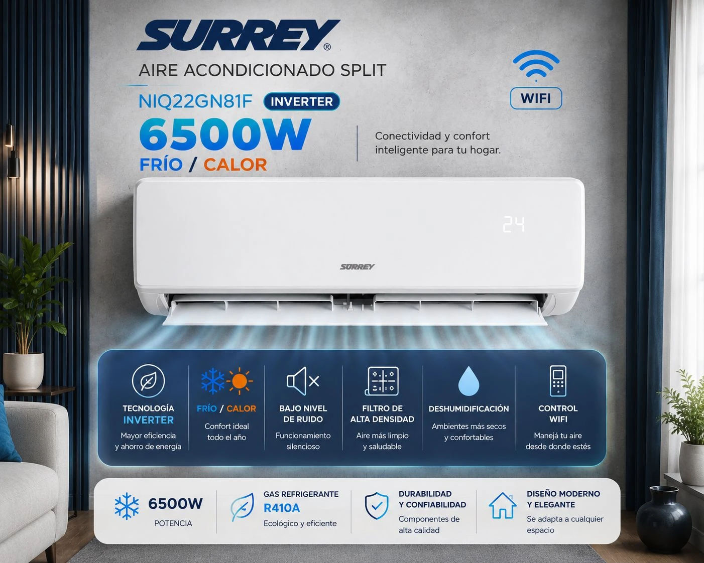 AIRE ACONDICIONADO SURREY 6500W INVERTER WIFI ‼️SOLO POR PEDIDOS ‼️ 