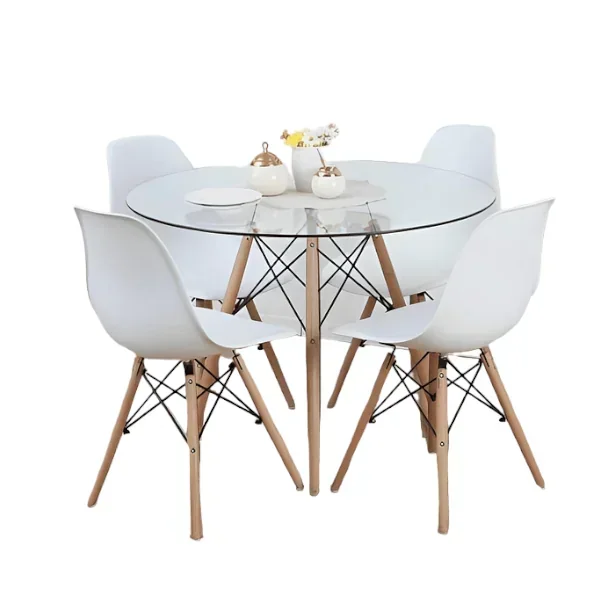 Comedor Eames Vidrio Set Blanco  4