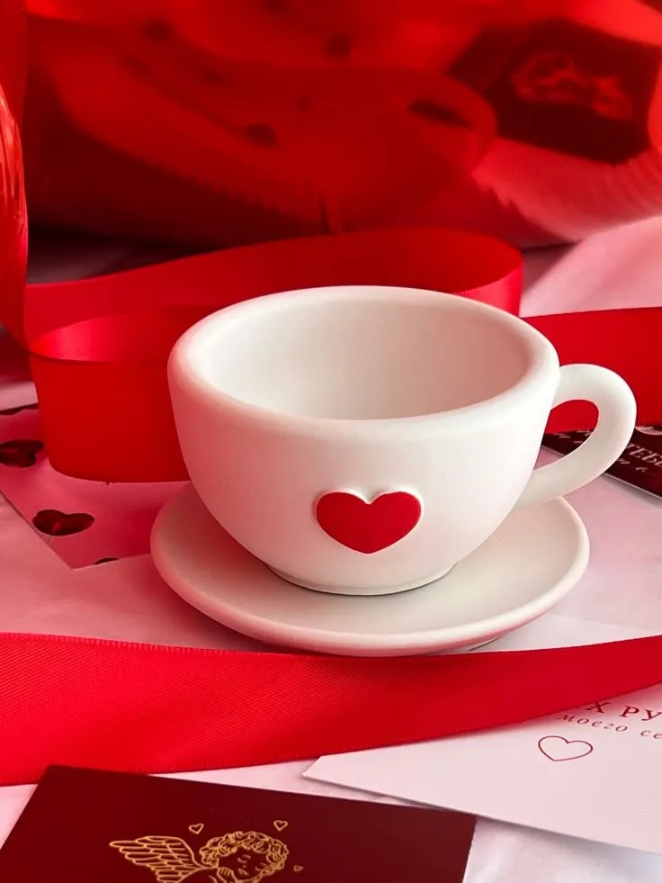 Taza corazon y plato de yeso