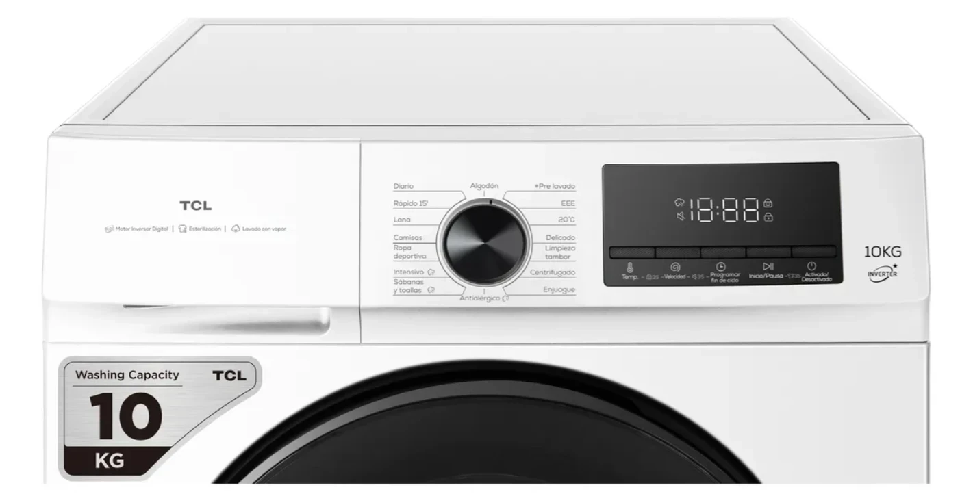 LAVARROPAS TCL 10KG INVERTER BLANCO 1300RPM 2
