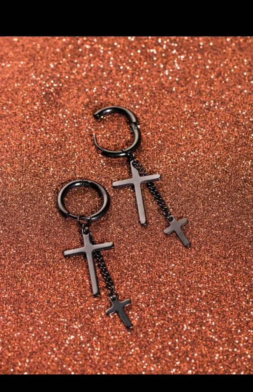 Pendientes unisex/ Cruz colgante