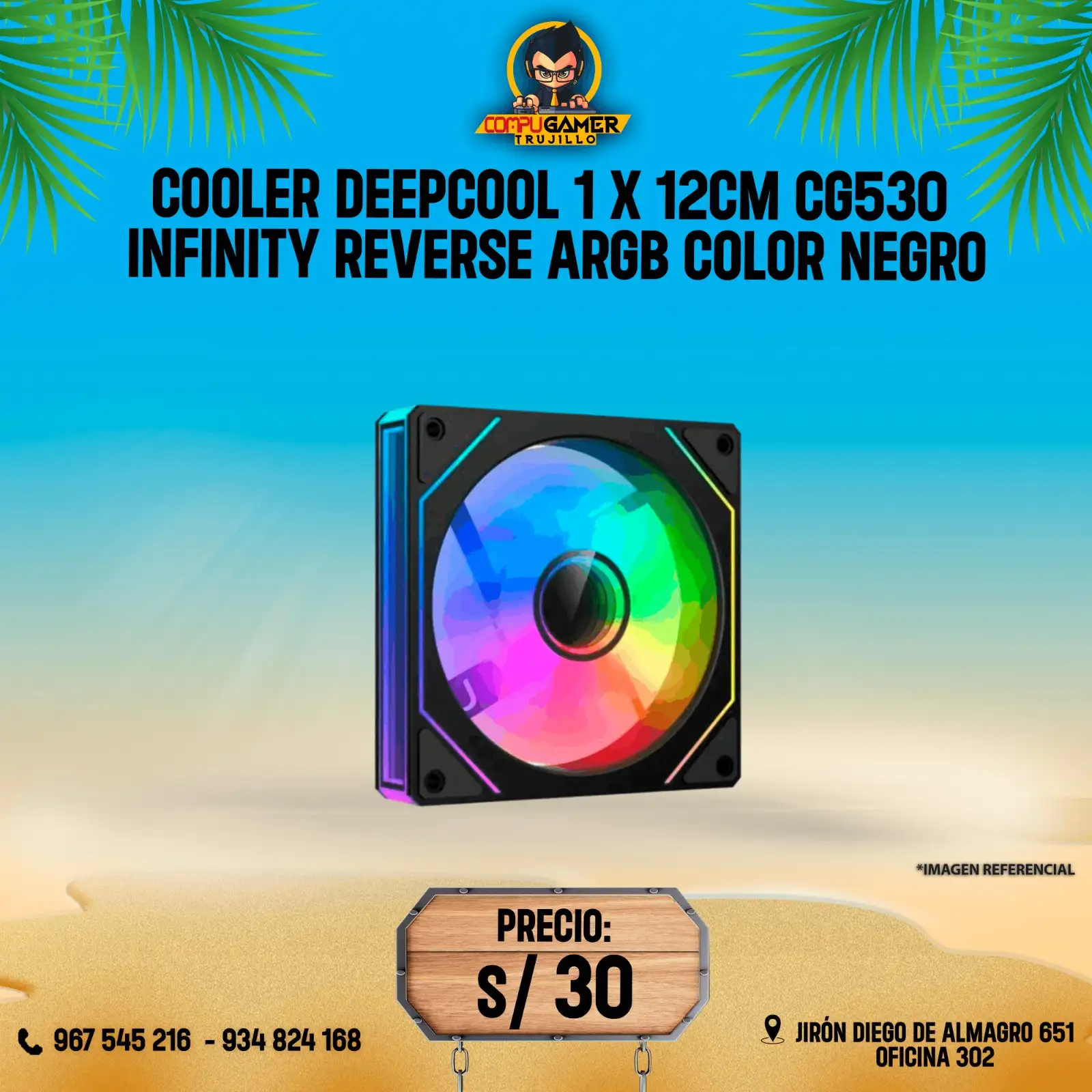 COOLER DEEPCOOL 1 X 12CM CG530 INFINITY REVERSE ARGB BLACK 