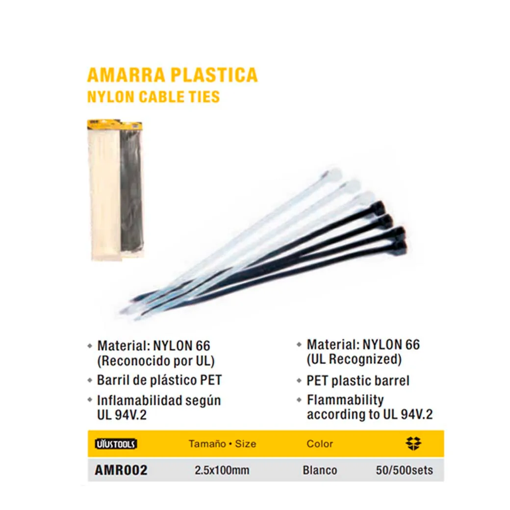 PRECINTO Amarra PLASTICA Bla UYUST 2.5x100mm (50pz/bol)