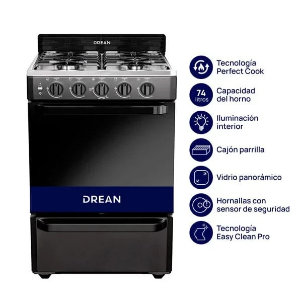 COCINA DREAN 56CM CD5603aNo MULTIGAS BLACK