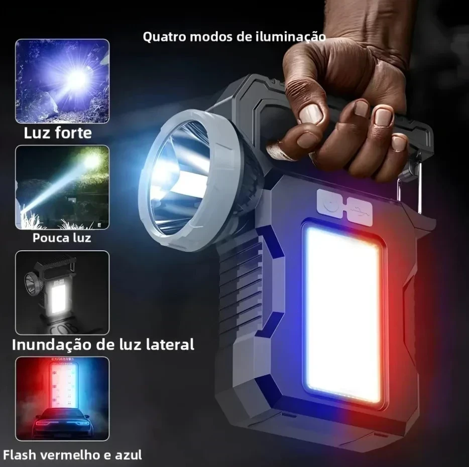 Linterna Solar Luz blanca y Colores Emergencia Multifuncional 3