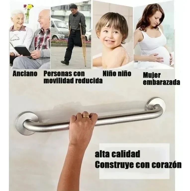 Set X2 Barras Seguridad 50cm Ducha Baño Inoxidable 3