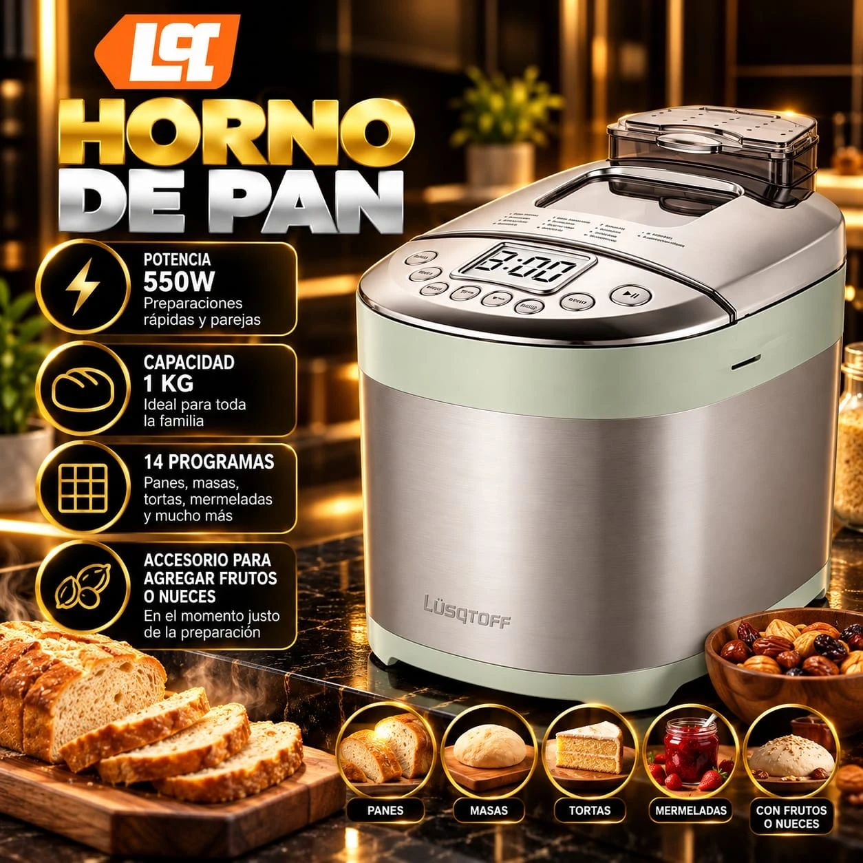 HORNO DE PAN LÜSQTOFF 550W *CONSULTAR DISPONIBILIDAD CON EL VENDEDOR*