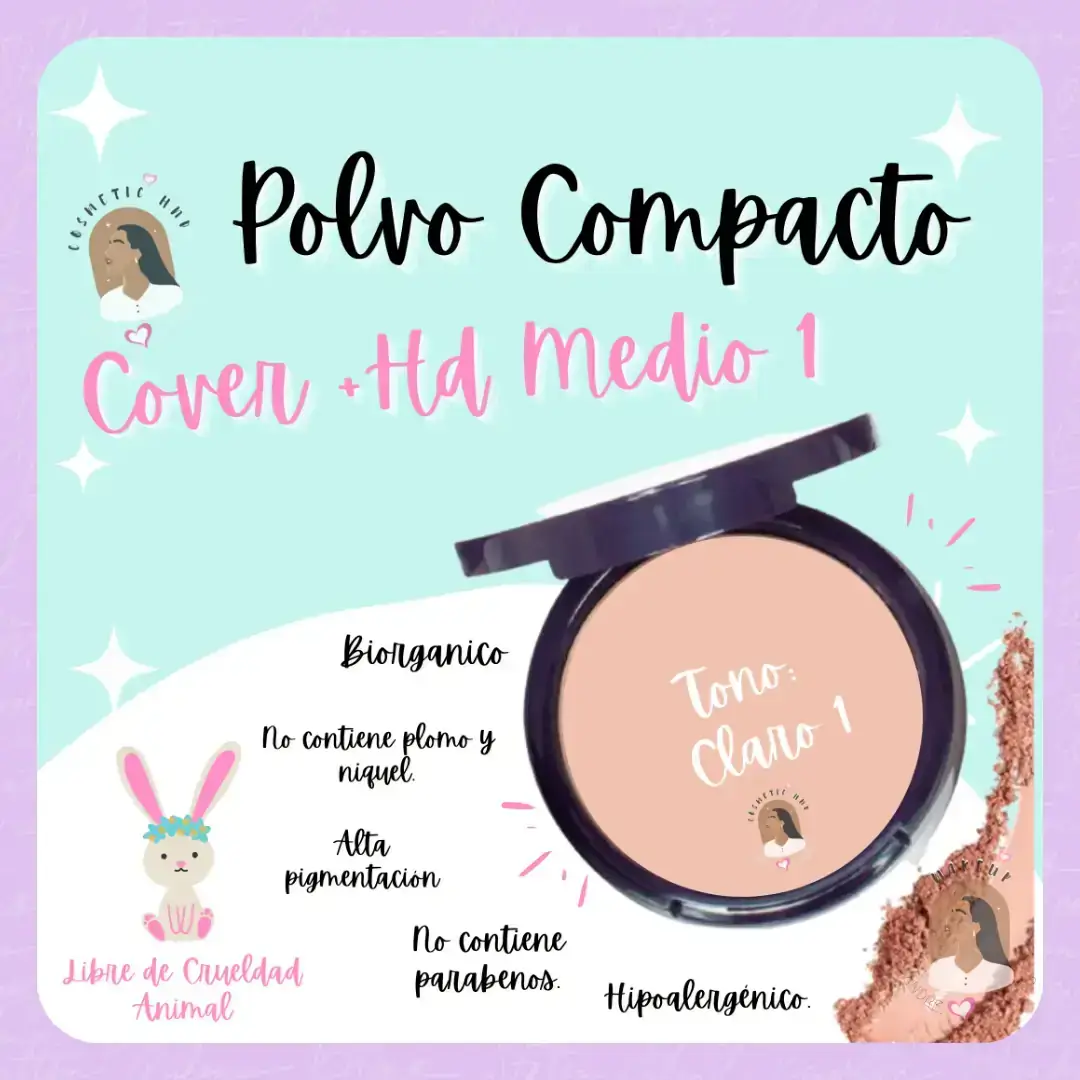 💛POLVO COMPACTO COVER +HD VARIOS TONOS 💛 3