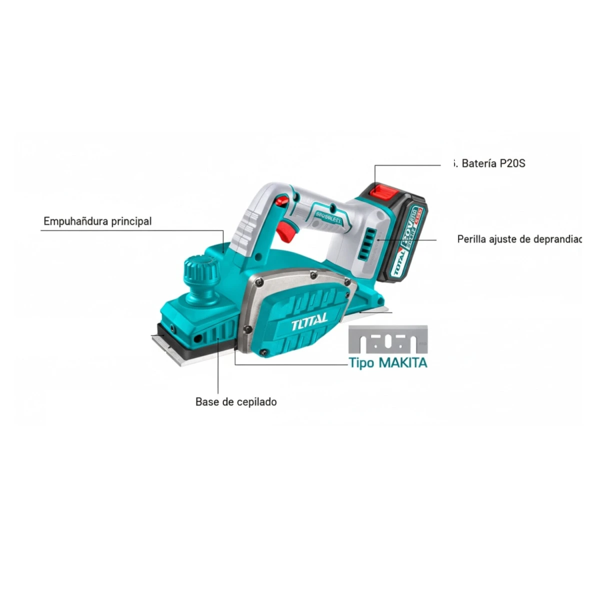 TRLI20401 Cepilladora inalambrica 140000rpm 82x2mm 20v total  3