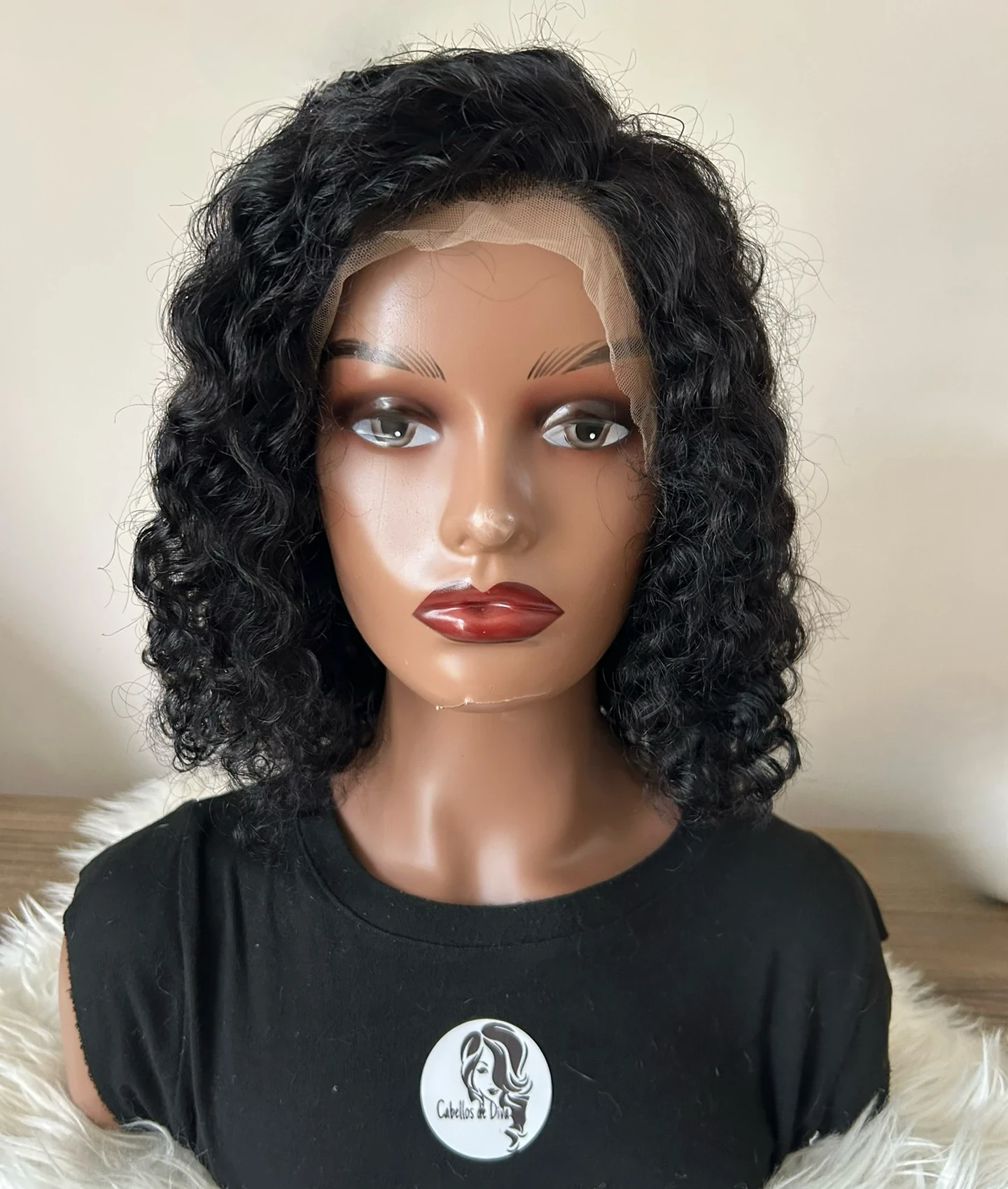 Peluca de cabello humano precortada, desplumada, 13 x 4, con encaje frontal profundo y rizado, sin pegamento, densidad del 150 % (12 pulgadas) 2