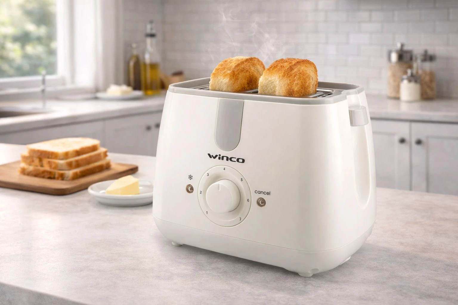 TOSTADORA ELECTRICA WINCO COLOR CREMA 