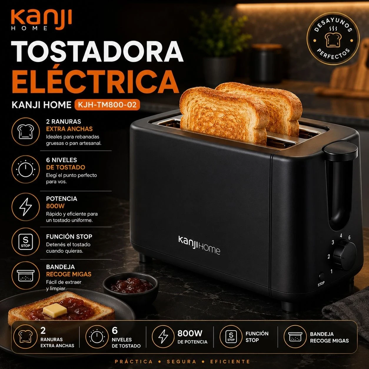 Tostadora Kanji khj-tm8000-02 negra