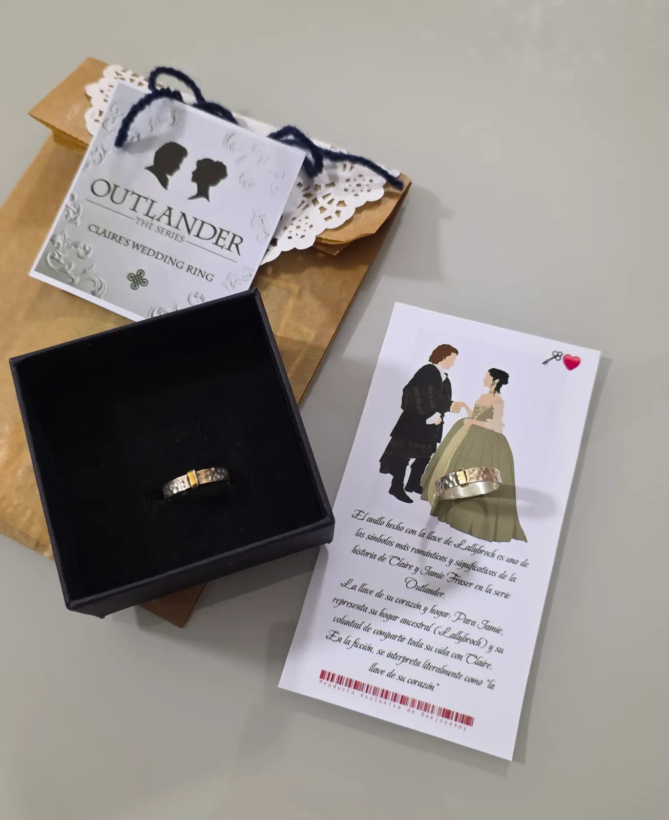 Outlander Claire's wedding ring en plata S925 y baño en oro de 14k  2