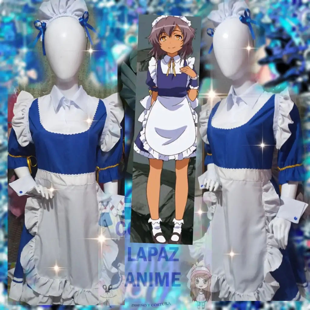 Maid blanco azul 