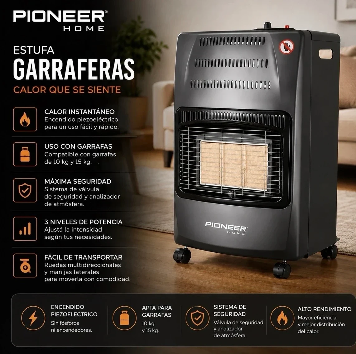 ESTUFA GARRAFERA PLEGABLE PIONEER