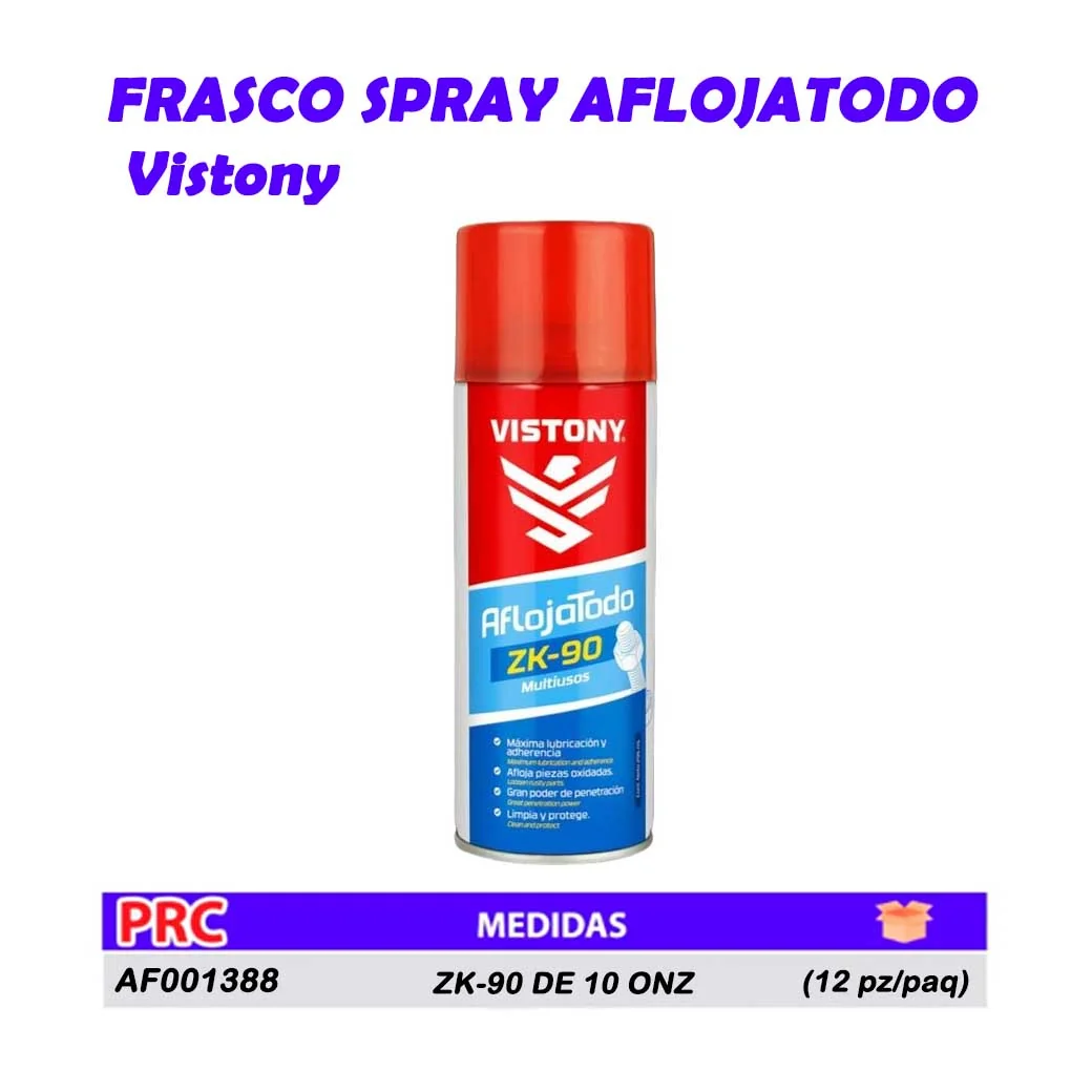 FRASCO SPRAY AFLOJATODO Vistony ZK-90 DE 10 ONZ