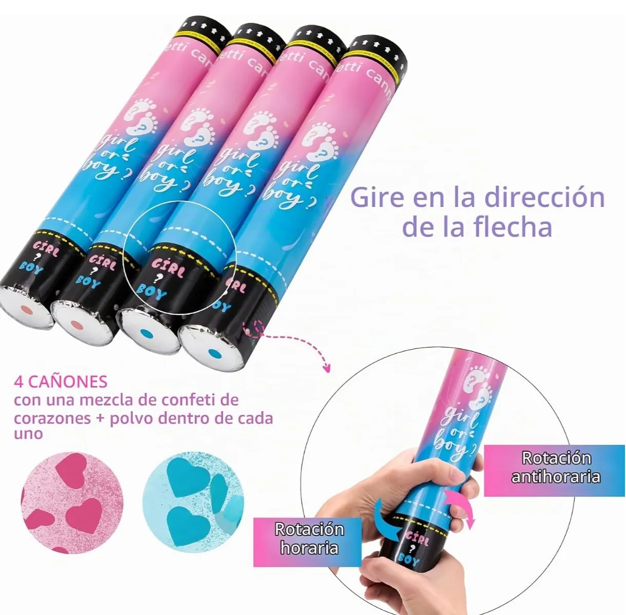Cañon 28cm revelador de sexo rosa/celeste 3