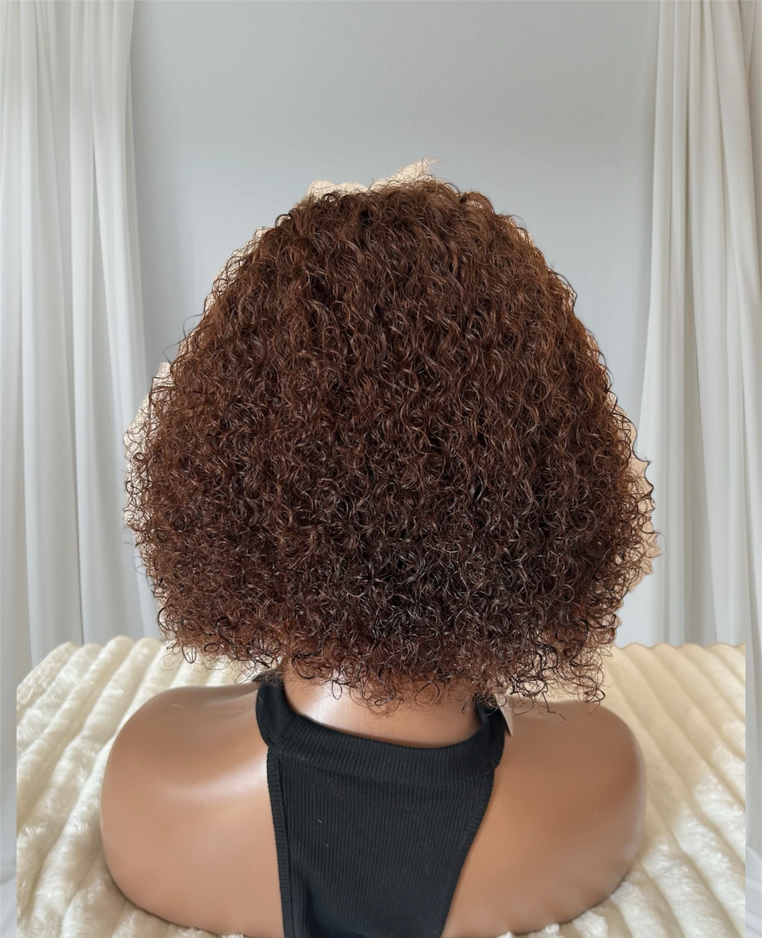 Pelucas de cabello humno kinky curly 12” partidura a medio lado 3