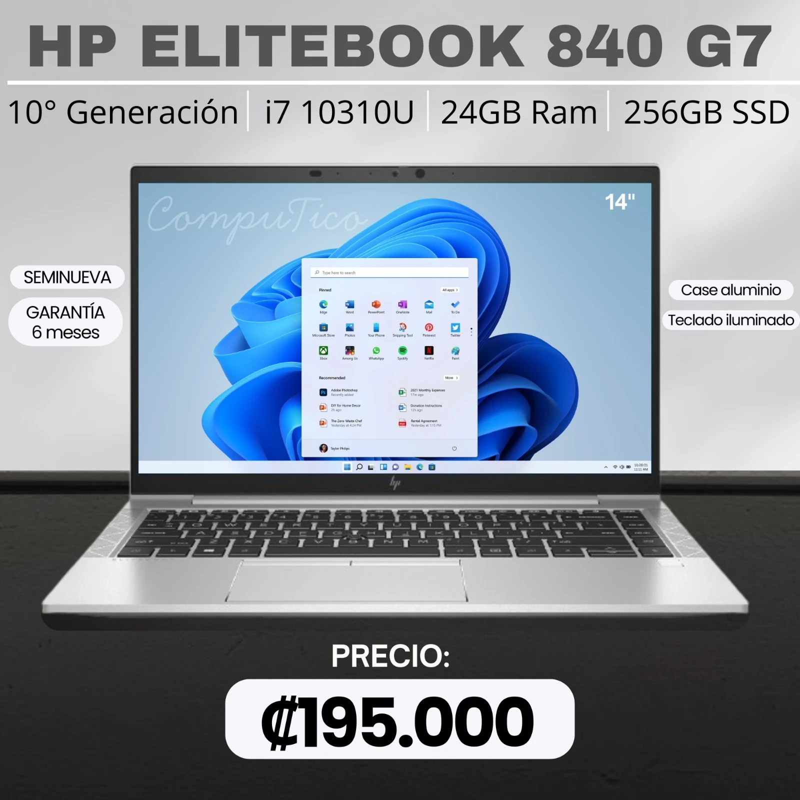 HP ELITEBOOK 840 G7 i7 10310U 256/24GB 