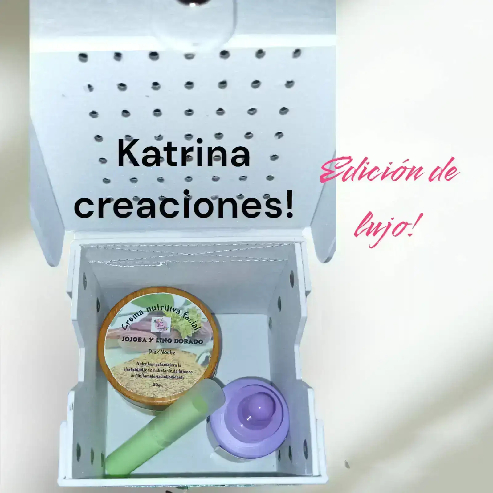 Kit edición de lujo,crema facial lino dorado /jojoba  y sérum. 2
