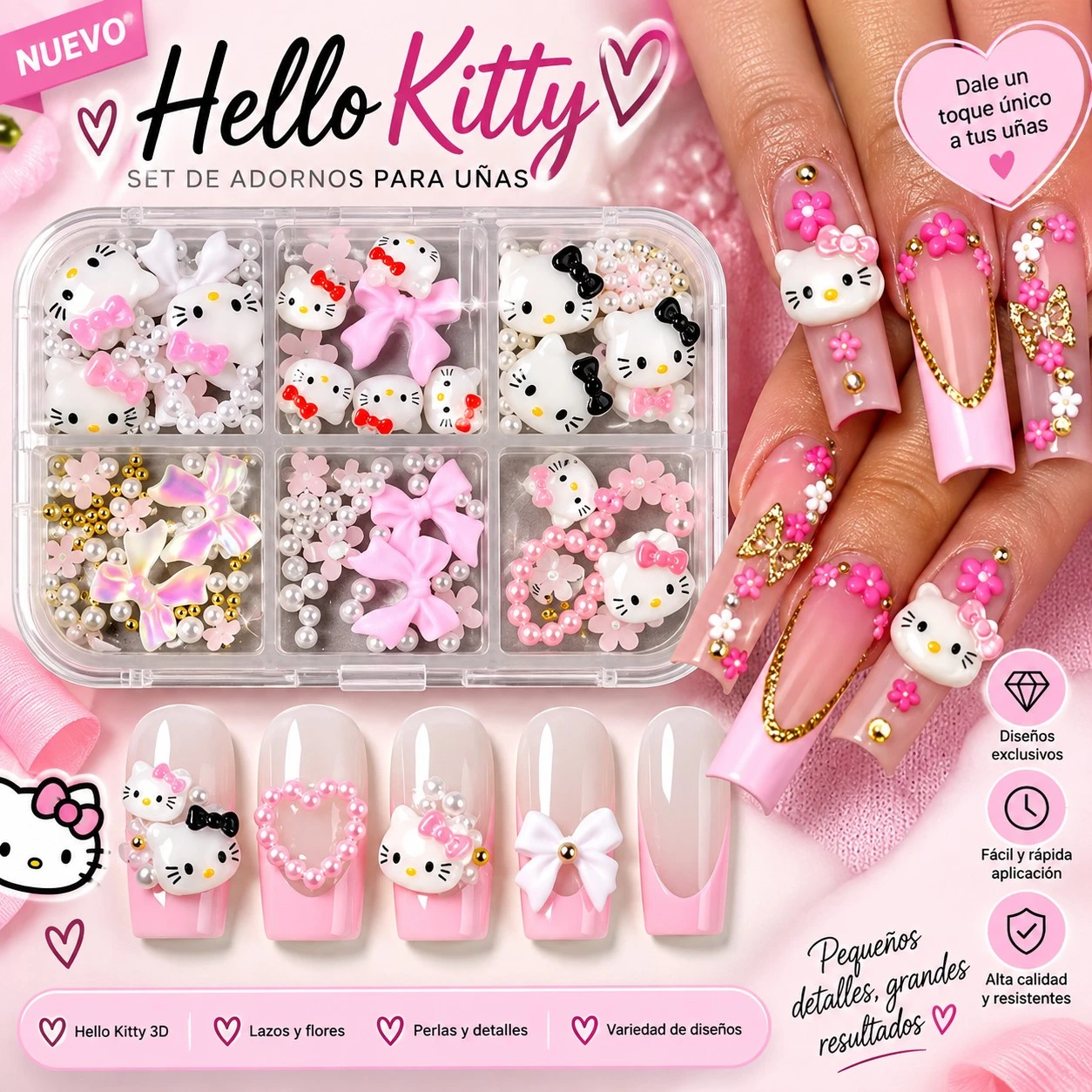 lumera Kit de Adornos para Uñas hello Kitty 