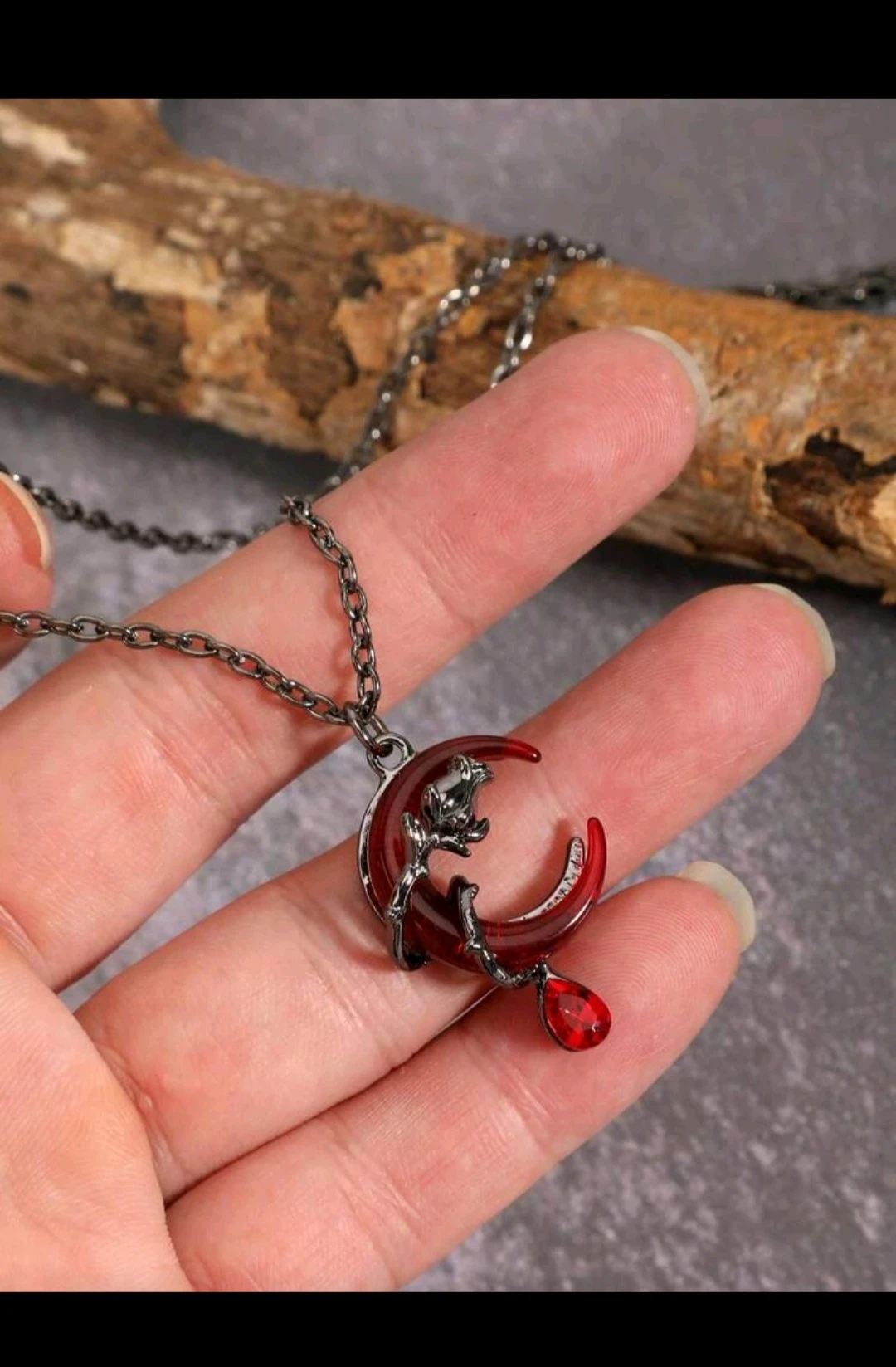 Collar asimeteico de media luna 🌑/ Agata Roja 5
