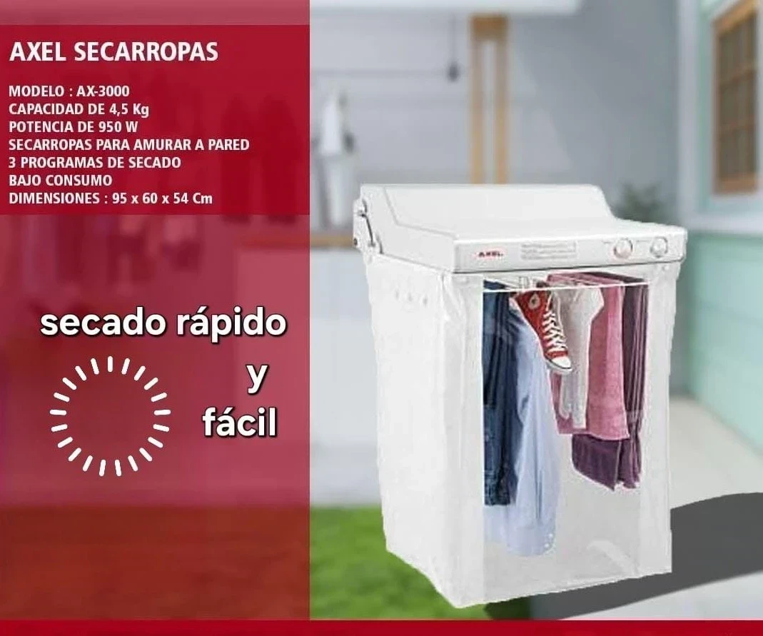 👕 *SECARROPAS AXEL AX-3000 4,5kg 