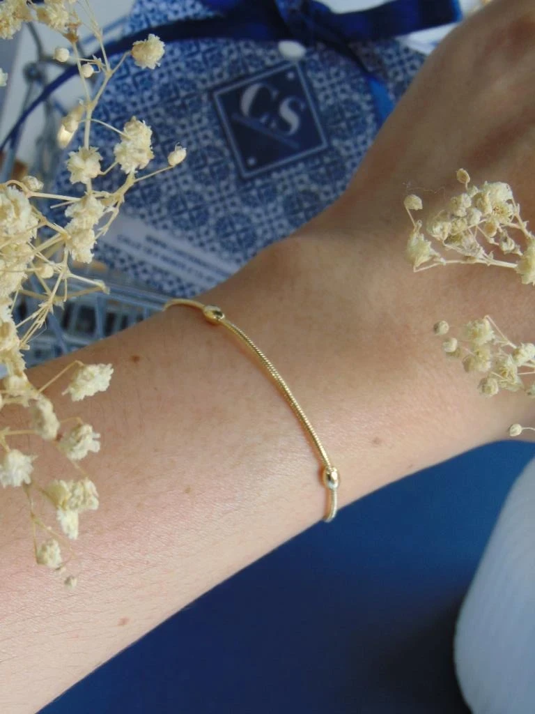 PULSERA RODIO DOR ARROCITO TALLA M 2MM | 17CM LARGO