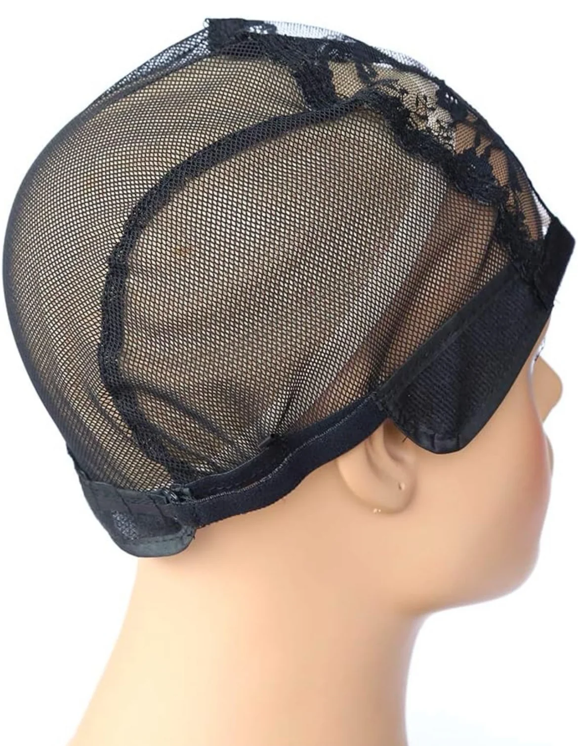 Gorra de peluca con parte en U de 1.3 x 3 pulgadas con encaje MONO para hacer pelucas con correa ajustable, tamaño mediano, 4