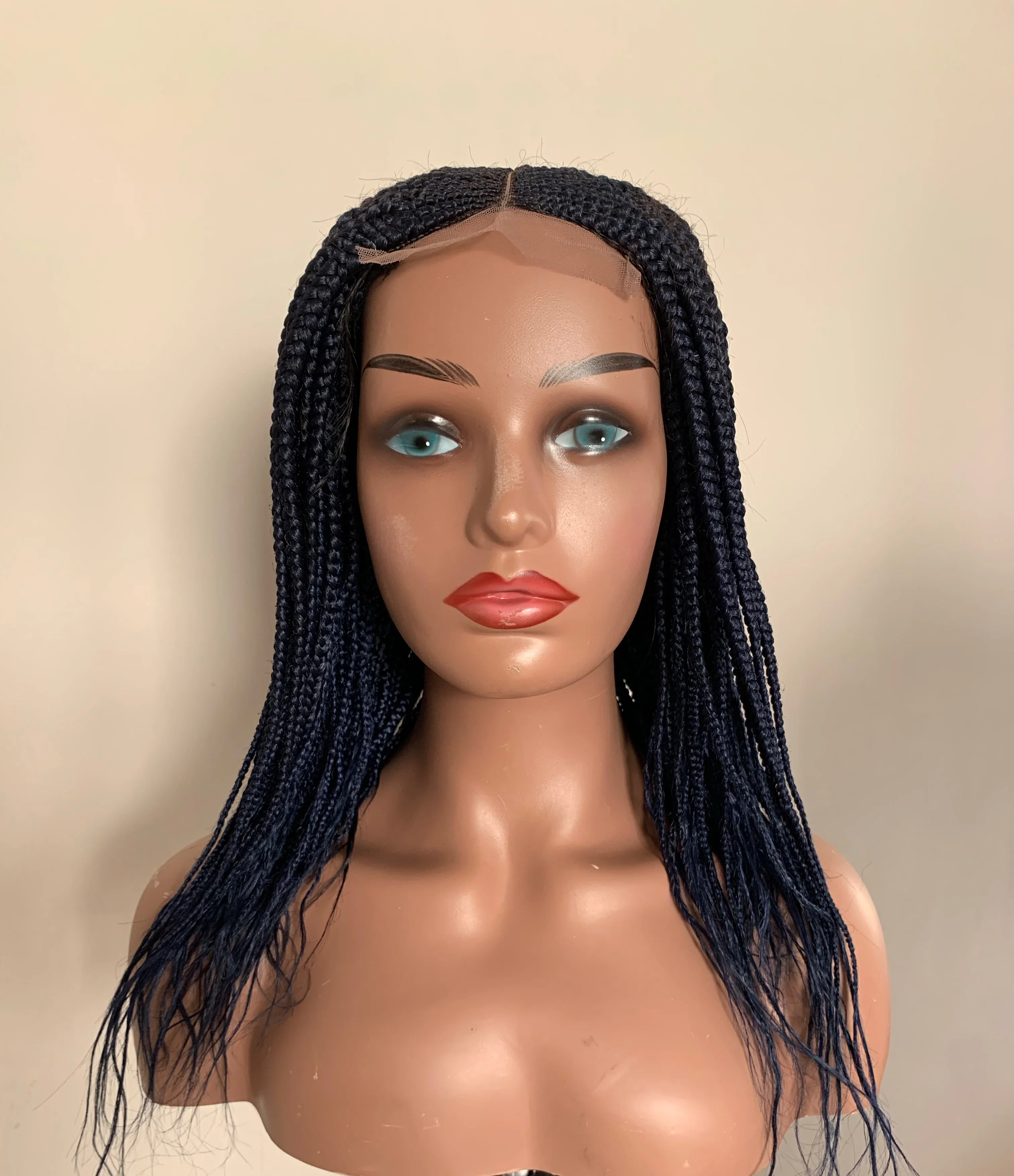 Peluca de trenzas 14” azul oscuro 